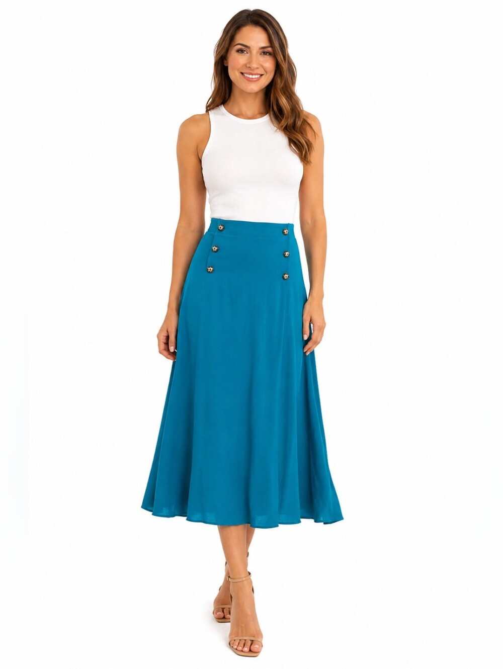 Norton McNaughton Teal Blue Skirt Long Prarie Boho Peasant  Maxi Skirt Size 10